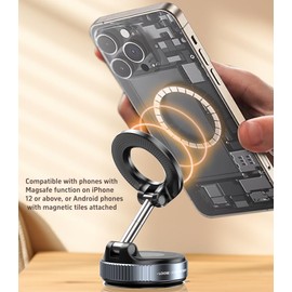 WBLKSKY Car Phone Holder for Magsafe，360° Adjustable Foldable Portable Magnetic Car Phone Stand, Phone Holders for Car