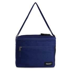 PackIt® Freezable Essential Cooler, True Blue, Built with EcoFreeze® Technology, Fully Freezable, Collapsible, Reusable, With Adjustable Crossbody Strap, Top Clip Handle, Designed for Fresh Office