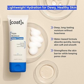 COATS COATS Triple Moisture Water Cream C Preppy Skincare- Lightweight Gel Moisturizer, Non-Greasy, for Balanced Skin, Lightweight Hydration, Barrier Repair, Clean Ingredients, Fragrance-Free- 30 Day Supply