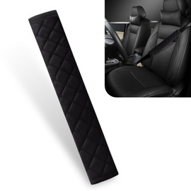 gunroil Car Seatbelt Protector, Soft Anti Strangulation Crystal Velvet Bumper Strap, All Season Anti Abrasion Car Decorative Accessory, Universal Most Cars (Black)