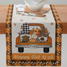 BIPASION Fall Table Runner, Thanksgiving Table Runners Autumn Pumpkin Kitchen Dining Table Decoration for Indoor Outdoor Home Holiday Party Decor 13 x 72 Inch, Yellow Plaid Car