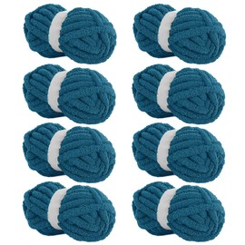 HOMBYS Indigo Chunky Chenille Yarn for Crocheting, Bulky Thick Fluffy Yarn for Knitting,Super Bulky Chunky Yarn for Hand Knitting Blanket, Soft Plush Yarn, 8 Jumbo Pack (27 yds,8 oz Each Skein)