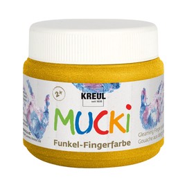 KREUL 2318, Mucki Fingerpaint Scintillante, 4 x 150 ml in rosa, blu, argento e oro, senza parabeni, glutine, lattosio e vegano, lavabile, applicabile con pennello, spugna e dita