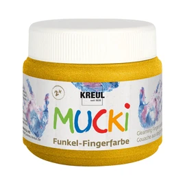 KREUL 2318, Mucki Fingerpaint Scintillante, 4 x 150 ml in rosa, blu, argento e oro, senza parabeni, glutine, lattosio e vegano, lavabile, applicabile con pennello, spugna e dita
