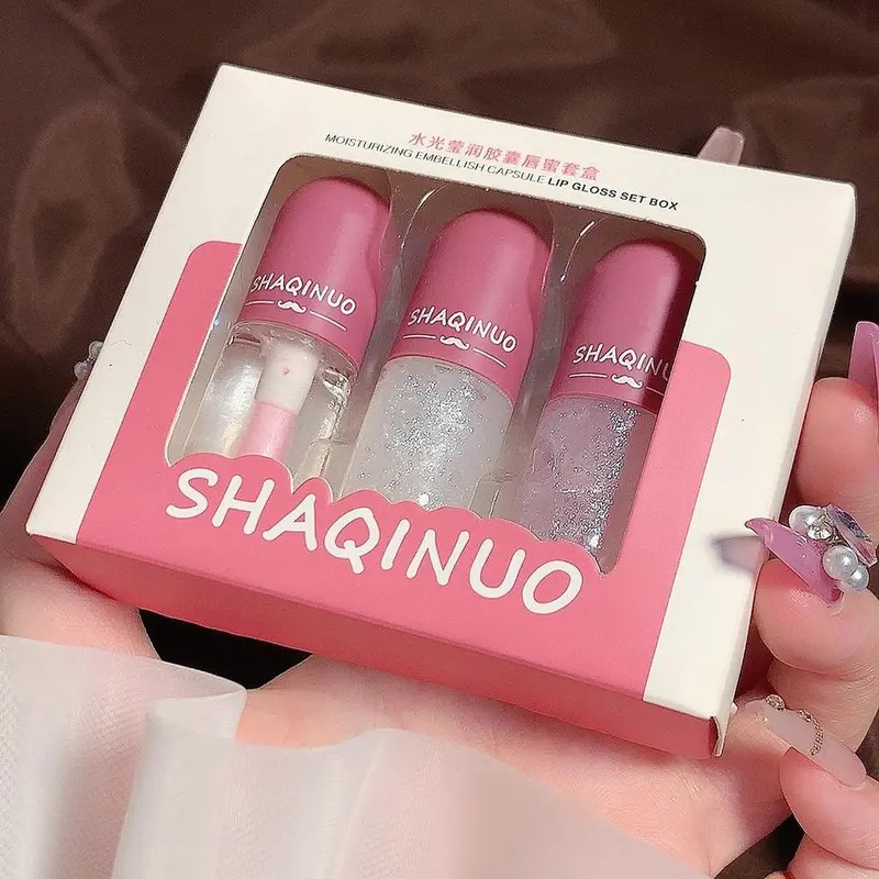Water Gloss Liquid Lipstick 3-Pack – Moisturizing Shimmer Lip Gloss