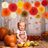BestoFun Pack of 15 Autumn Orange Red Pompoms Paper Fan