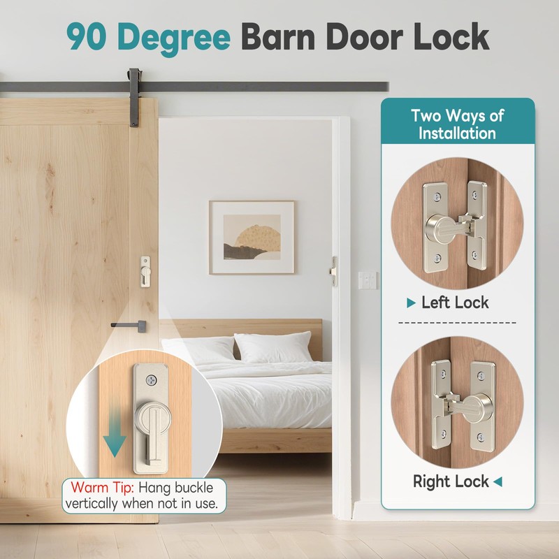 StickNGo Heavy Duty 90 Degree Barn Door Lock, Zinc Alloy