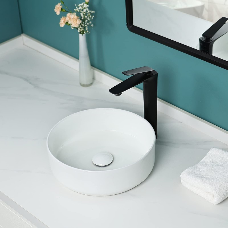 Davivy 14'' Round Vessel Sink with Pop Up Drain,Bathroom Vessel