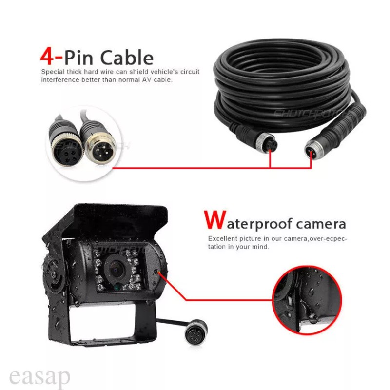 iposter 9" Quad Split Monitor Screen+4x 20M Rear View Backup