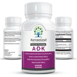 NatureGenX ADK Vitamin Supplement w/ Vitamins A, D3, K2 as MK7 for Bone Heart Immune Health