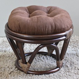 International Caravan Furniture Piece Rattan Ottoman with Micro Suede Cushion