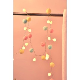 FLCSIed - Luces de globo de 6.56 pies, 20 luces LED 3AA con pompones de luz de hadas para recámara, día de San Valentín, boda, fiesta, Navidad, decoración del hogar (rosa y azul claro)