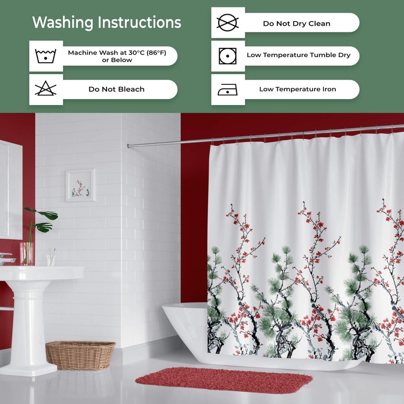 Tropik Home Colourful Extra Long Narrow Width Fabric Shower Curtain