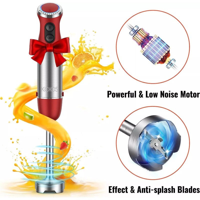 KOIOS 1000W Hand Immersion Blender 12 Speed 5-in-1 Electric Stainless