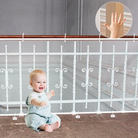 Children's Safety Net, Balcony Railing, Stair Safety Net for Baby and Pets, Stair Railing Fence Mesh, Safety Net for Stairs/Doors/Indoor & Outdoor (300 x 90 cm, White)