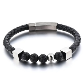 Mystiqs Deluxe Edition Lava Stone Beaded Bracelet Essential Oil Diffuser for Men Aromatherapy Ideal for Anti-Stress or Anti-Anxiety