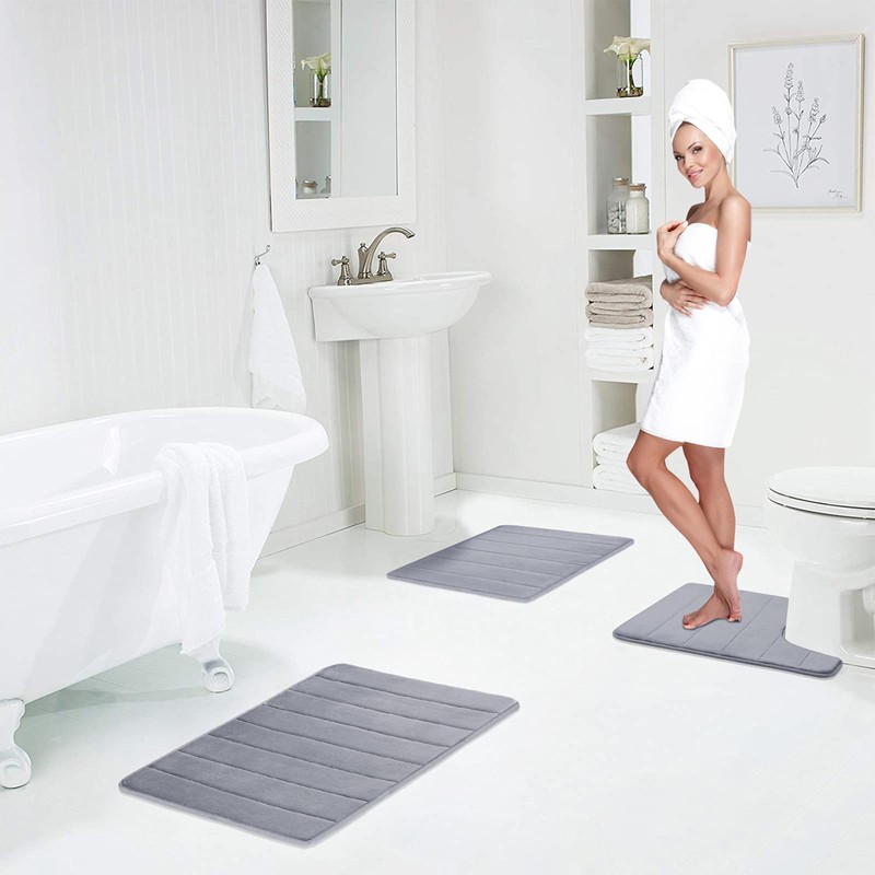 Homaxy Memory Foam Bathroom Rug Absorbent Non-Slip Bath Mat Washable