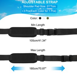 PATIKIL Carrying Beach Chair Straps, 3 Pack Adjustable Beach Chair Straps Shoulder Carrying Straps for Folding Chair Backpack, Black, White, Green