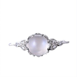 Yuren Women Ring Delicate Moonstone Diamond Ring Stylish Exquisite Encrusted Ring Engagement Ring Lover's Gift Size 6-10 (Size 8)