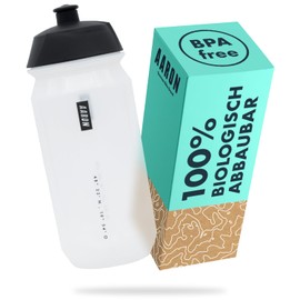 AARON Eco Drinking Bottle Made of Sustainable Sugarcane, 750 ml, Lightweight and Leak-Proof, Practical BPA-Free Water Bottle for Sports, Fitness, Hiking, Outdoor in Transparent