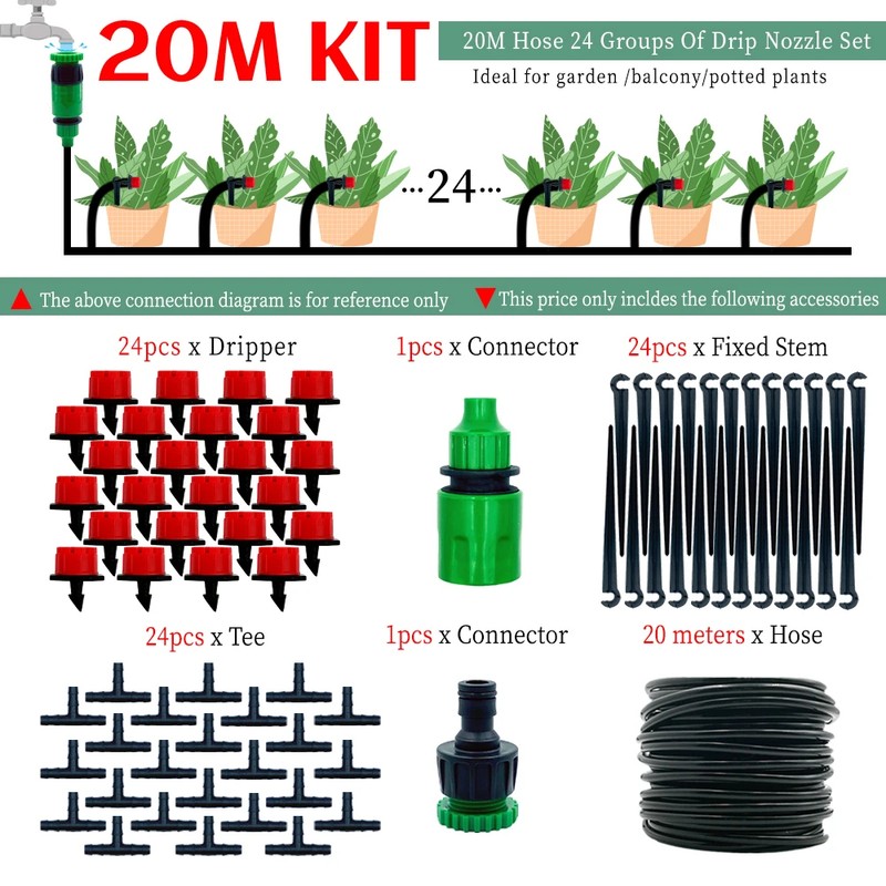 Drip Irrigation Kit for Garden & Greenhouse – 10M–30M Micro