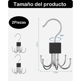 2 Piezas Organizador De Cinturones, Organizador De Corbatas, Organizador Closet, con 12 Ganchos, Almacenamiento Colgantes para Cinturones, Sujetadores Y Camisas