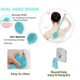 Cinlitek Silicone Body Scrubber, Long Handle Back Scrubber for Shower, Silicone Body Brush Shower Scrubber for Body, Shower Srush Back Brush Body Exfoliator