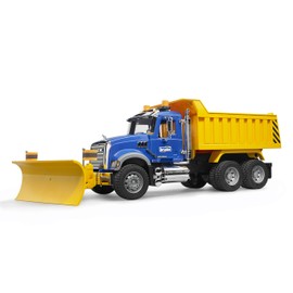 Bruder Mack Granite Dump Truck with Snow Plow & Light/Sound | Realistic 21" Construction Toy for Indoor & Outdoor Pretend Play
