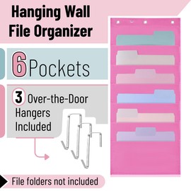 Mr. Pen Fabric Hanging-Wall File Organizer, Pink