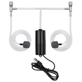 Aquarium USB Air Pump Small Oxygen Pump with 2 Air Stone Tubing Hanging Buckle for Fish Tank Outdoor Fishing