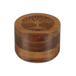 Small Wood Urn for Human & Pet Ashes Tree of Life Memorial Keepsake, Eco-Friendly Magnetic Cremation Urn for Dogs, Cats (3.5"x3.5"x2.5")