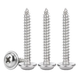 Drenky Phillips Pan Head With Washer M4 Small 304 Stainless Steel Screws Multi-Purpose 30mm Self Tapping Wood Screw for DIY & Construction Hardware, 50 Pcs