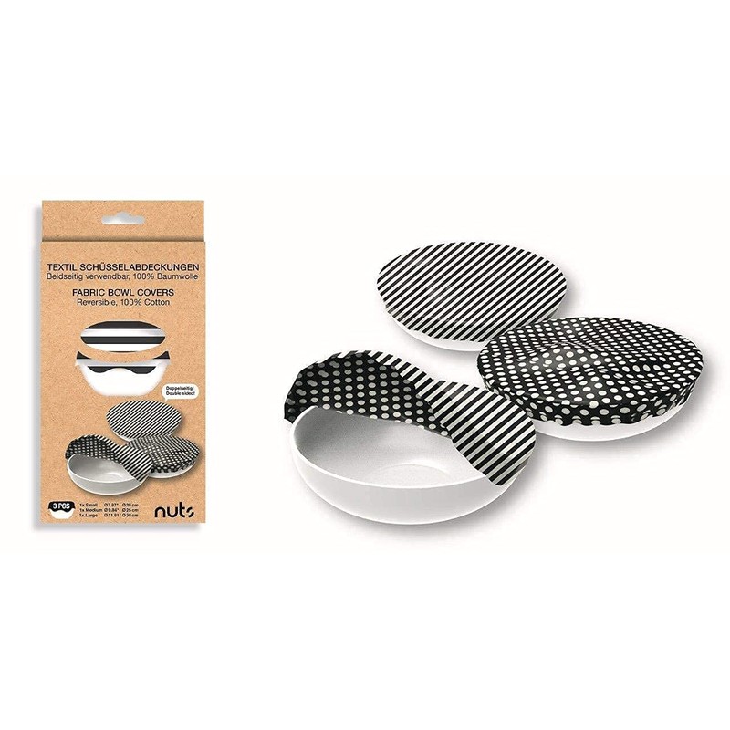 NUTS NULD12 Bowl Cover, Black Stripe, Set of 3, Tableware