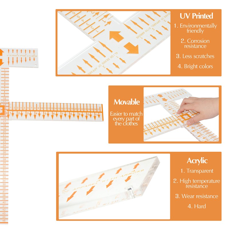 T-Shirt Alignment Ruler Guide Tool Set with Acrylic to Center
