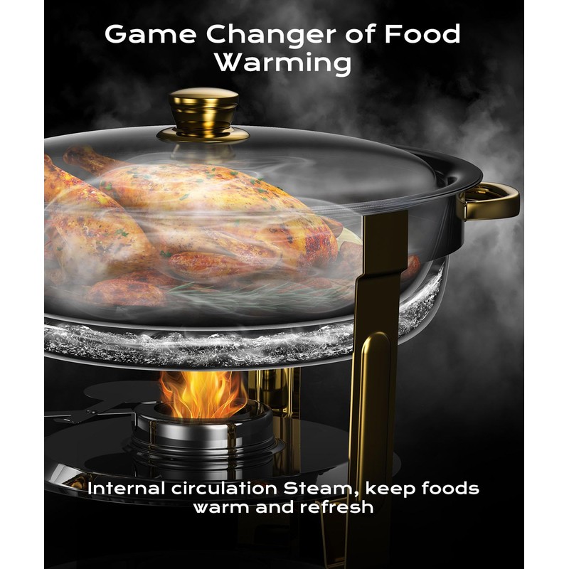 Chafing Dishes for Buffet 2 Pack, 6QT [Worry-Free Assemble] Round