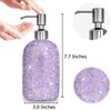 SlowVibes 18Oz Bling Purple Glass Soap Dispenser With Rust Proof