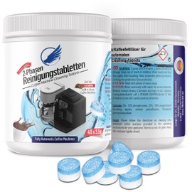 2-Phase Cleaning Tablets for Fully Automatic Coffee Machines – 2-in-1 Protect & Clean – Compatible and Tested for Jura Fully Automatic Coffee Machines – 40 Pieces of 3.5 g – Extra Strong Cleaning