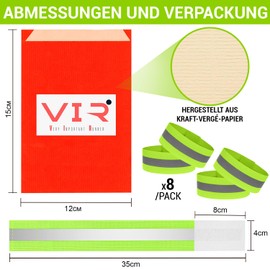 Very Important Runner - Pack of 8 Reflective Wristbands, Arm Reflectors, Jogging Reflectors Band, Reflector Running, Reflective Band Velcro Jogging, Biceps, Quadriceps, Ankle and Bracelets