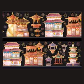 Unbranded Japanese cultural architecture fireworks  PET tape art east Mystery  M04 wt-15 - PET sample x 1loop