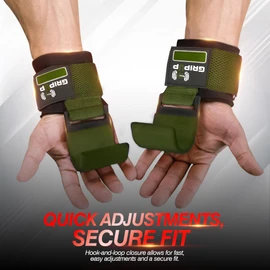 Grip Up Lifting Hook Straps 8mm Neoprene Padded Wrist Support Non-Slip Rubber Grip Deadlifts Powerlifting Chin-Ups Pull-Ups Fitness Training Ideal for Bodybuilding Workout for Men & Women GP8 (Green)