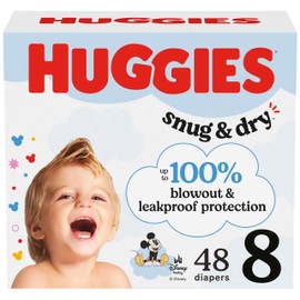 Huggies Size 8 Diapers, Snug & Dry Baby Diapers, Size 8 (46+ lbs), 48 Count, Packaging May Vary