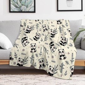 Panda Cuddly Blanket for Children, Girls, Fluffy Blanket, Flannel Fleece Blanket, TV Blankets, Sofa Blanket, Microfibre Couch Blanket, Easy Care, Warm, Cosy, Durable (130 x 150 cm)
