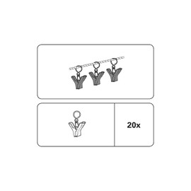 GARDINIA Rope Clips for Rope Tensioning Fittings, for Hanging Curtains and Curtains, Sturdy, Pack of 20, Metal, Matt Black