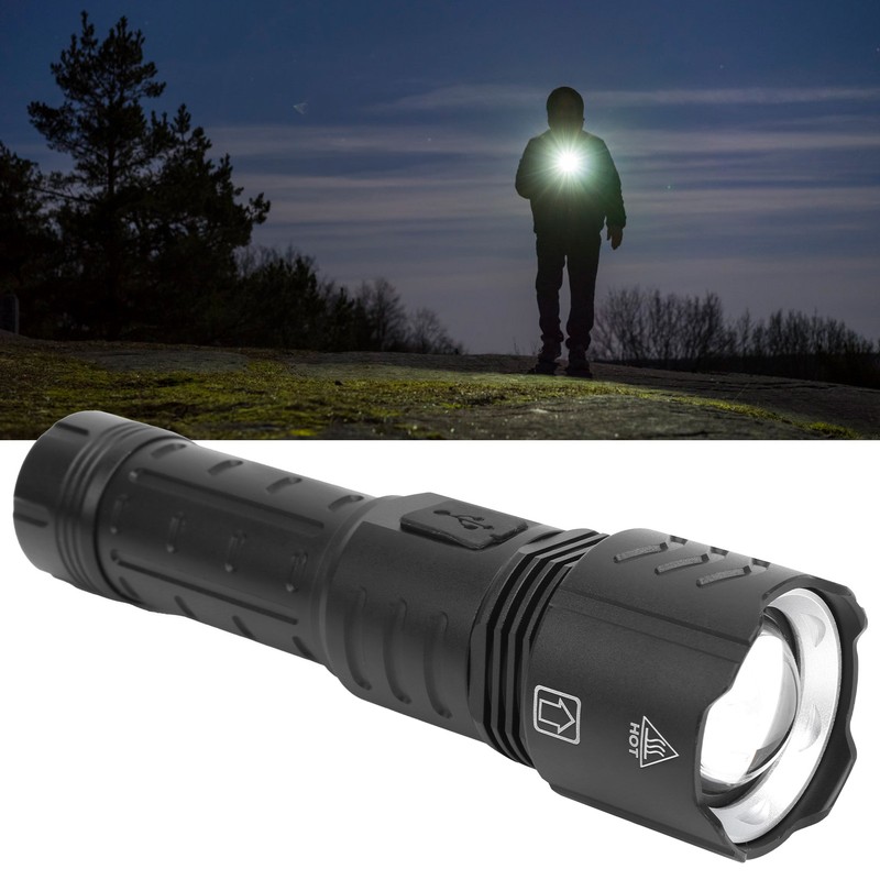 XHP90 Flashlight Zoomable Focusing USB Rechargeable TypeC Rechargeable Torch Outdoor