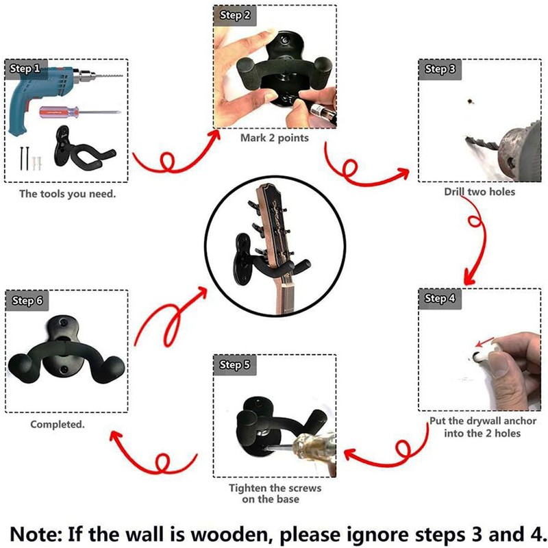 2pcs Guitar Metal Hook Guitar Hanger Display Hanger for Ukulele