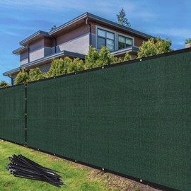 TANG 8' x 11'10" Privacy Fence Screen Green Shade Cloth with Grommets, Chain Link Fence Panels Outdoor Mesh Fabric Fencing, Balcony Windscreen Cover,Temporary Garden Fencing for Yard Deck Pool