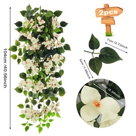 Artificial Hanging Flowers Bougainvillea, UV Resistant Fake Plastic Faux Flower Fabric Vine for Indoor Outdoor Garden Porch Eave Wedding Wall Décor