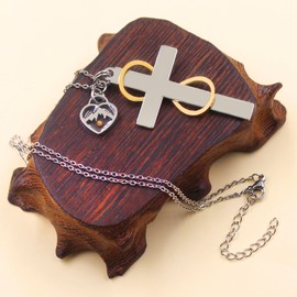 Uloveido Eternal Cross Faith Necklace Stainless Steel Mustard Seeds Infnity Cross Necklace for Women Inspiration Gift Engraved with Psalm 46:5 God is God in her, she will not fall, Stainless Steel, No