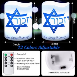 Tujoe 2 Pcs Yahrzeit Memorial Flameless Candles LED Electric Yahrzeit Candle for Loss of Loved One Sympathy Shabbat Lamp Battery Operated for Prayers Yom Kippur Bereavement Gifts Funeral Decorations