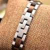 Men's Stainless Steel Bracelet with Elegant Wood Elements Includes Gift